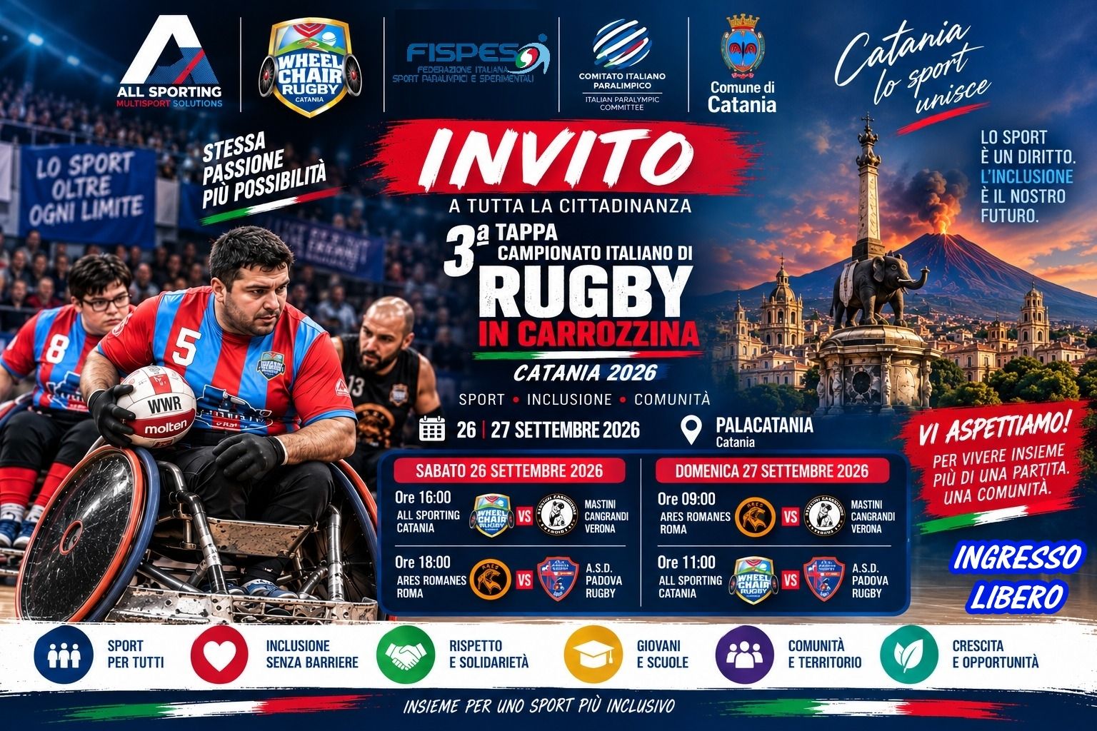 Wheelchair Rugby Catania: sabato 26 e domenica 27 la tappa di casa del campionato italiano di rugby in carrozzina