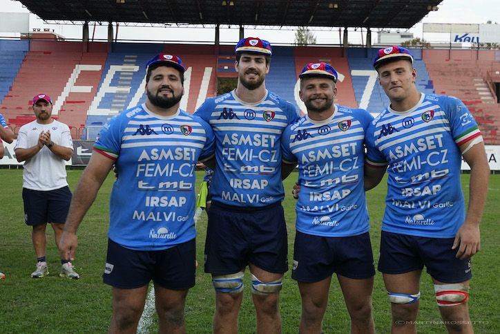 L’emozione dei quattro nuovi cap del Rugby Rovigo: così hanno esordito i nuovi rossoblù