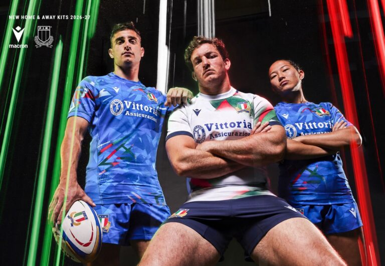 Dinamismo, velocità e linee spezzate: Macron e FIR presentano i nuovi kit Home e Away 26/27 per le Nazionali Azzurre