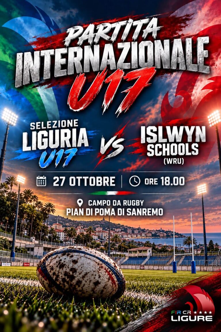 Rugby internazionale a Sanremo: il 27 ottobre la selezione ligure Under 17 sfida i gallesi dell’Islwyn Schools a Pian di Poma
