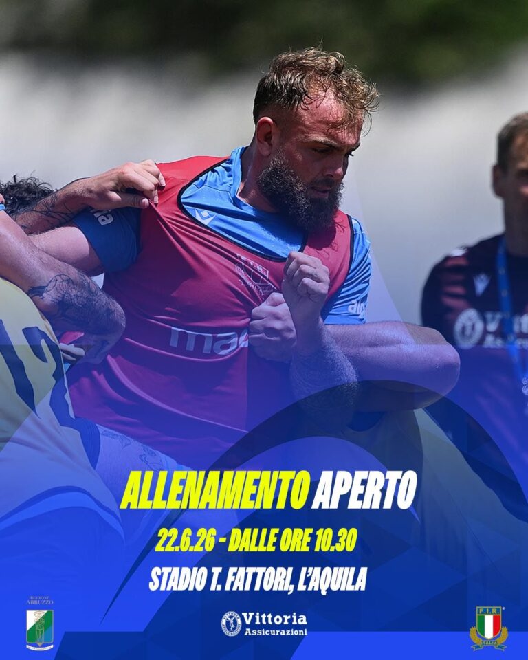 Italrugby, al via il raduno dell’Aquila: lunedì ​2​2 giugno allenamento aperto al “Fattori”