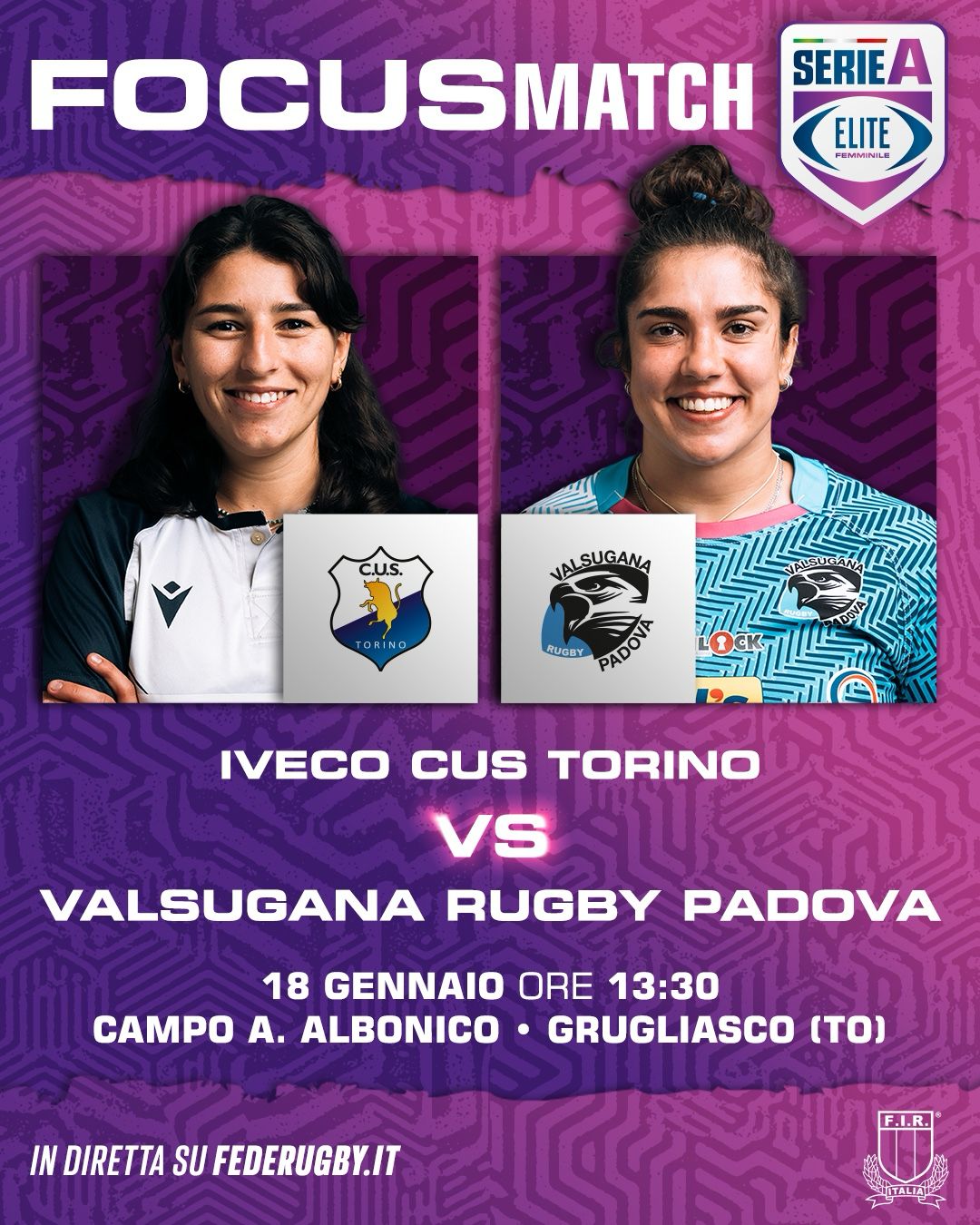 Serie A Elite Femminile, si apre il girone di ritorno: IVECO Cus Torino v Valsugana in diretta su federugby.it