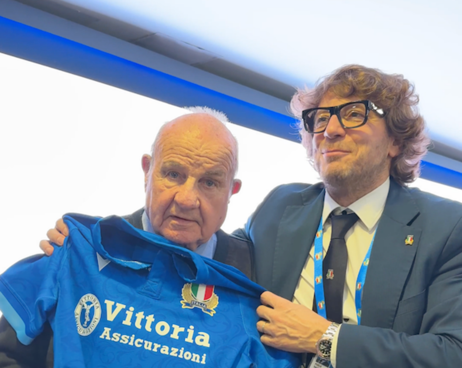 Andrea Taveggia, il più anziano capitano vivente degli Azzurri, omaggiato nel giorno del suo novantaduesimo compleanno