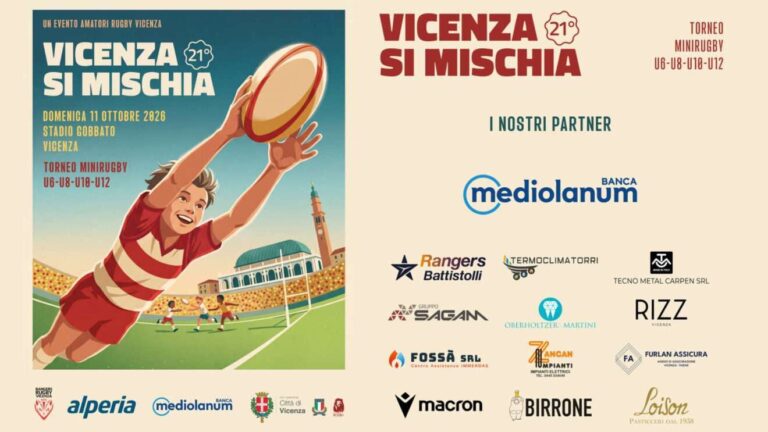 21° Vicenza Si Mischia Coppa Mediolanum: domenica 11 ottobre il minirugby invade lo Stadio Gobbato